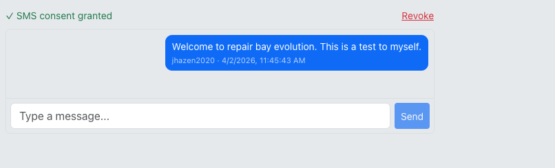 Screenshot after SMS consent is confirmed