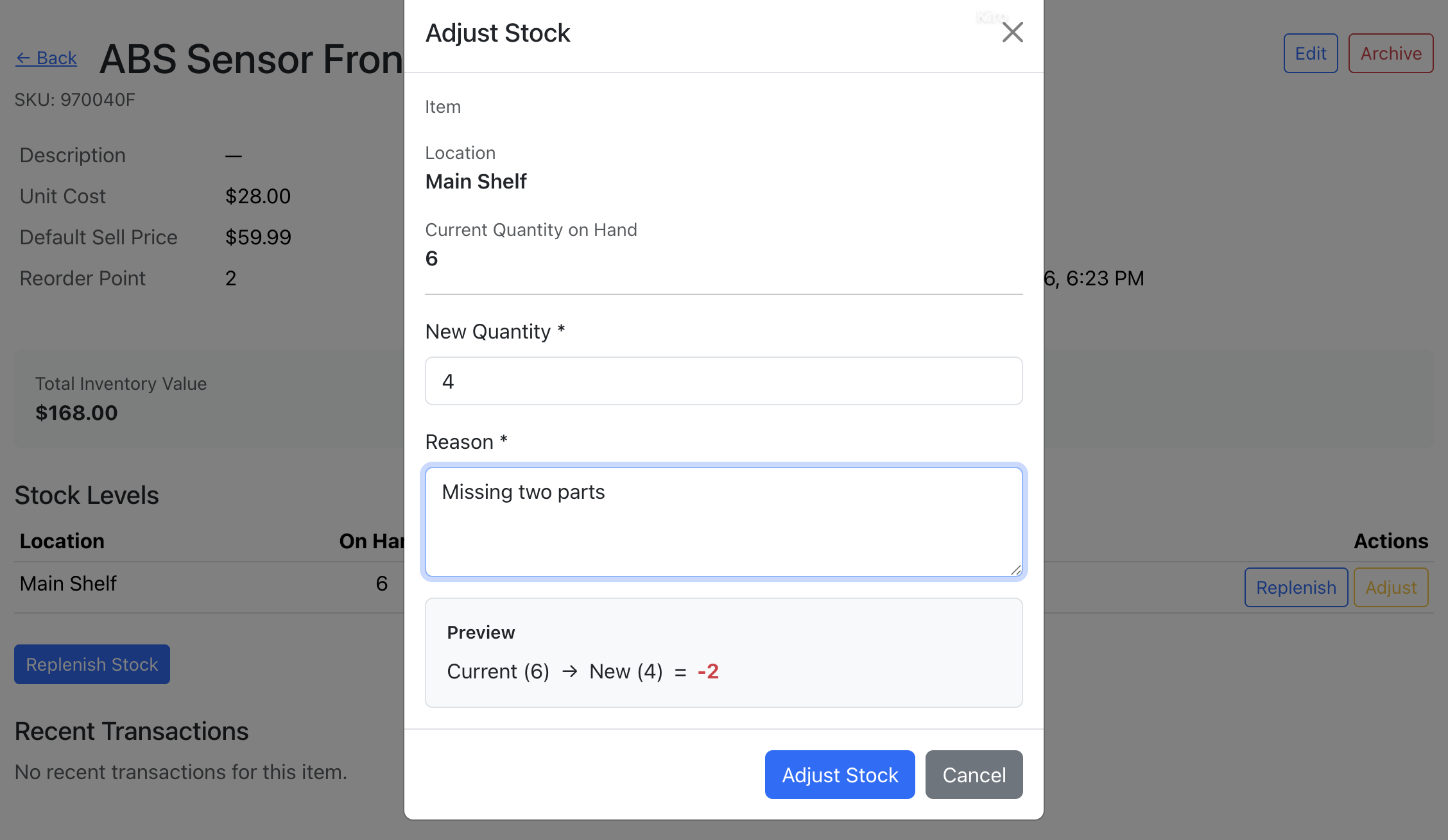 Stock Adjustment