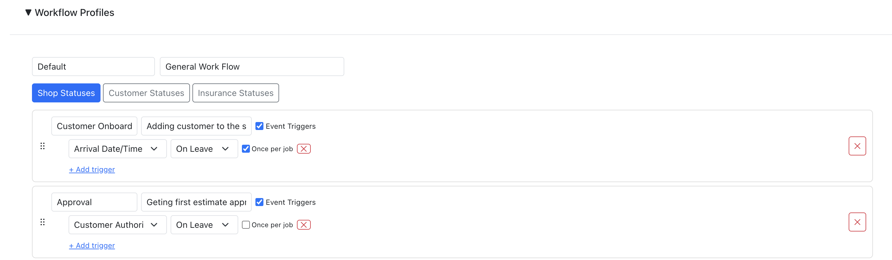 Workflow profile editor with drag-and-drop